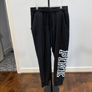 PINK Victoria's Secret Black Sweatpants with Logo